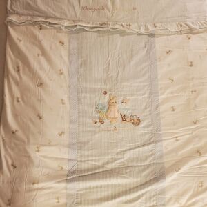 Baby Bedding Set with Embroidered Design - Cream and Blue